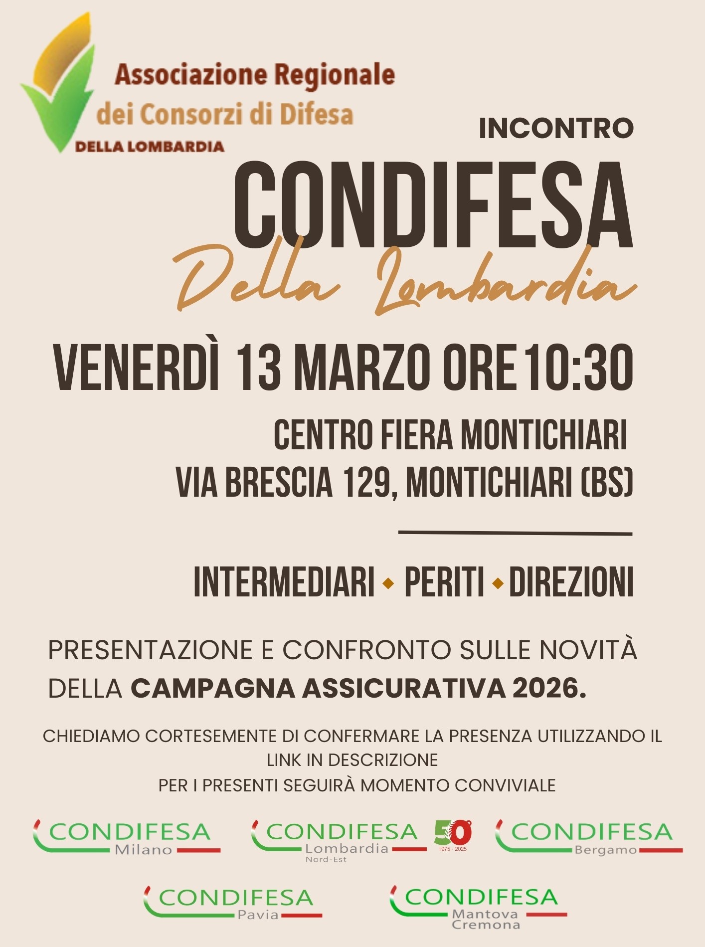 13/03/26 MONTICHIARI (BS)  INCONTRO CONDIFESA DELLA LOMBARDIA - RETE AGENZIALE - CORPO PERITALE